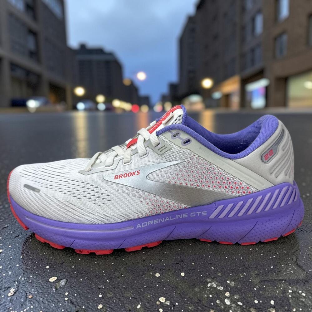 Brooks Adrenaline GTS 22 Womens 9.5 B Running Shoes White Purple Y2K Athleisure - Picture 3 of 11